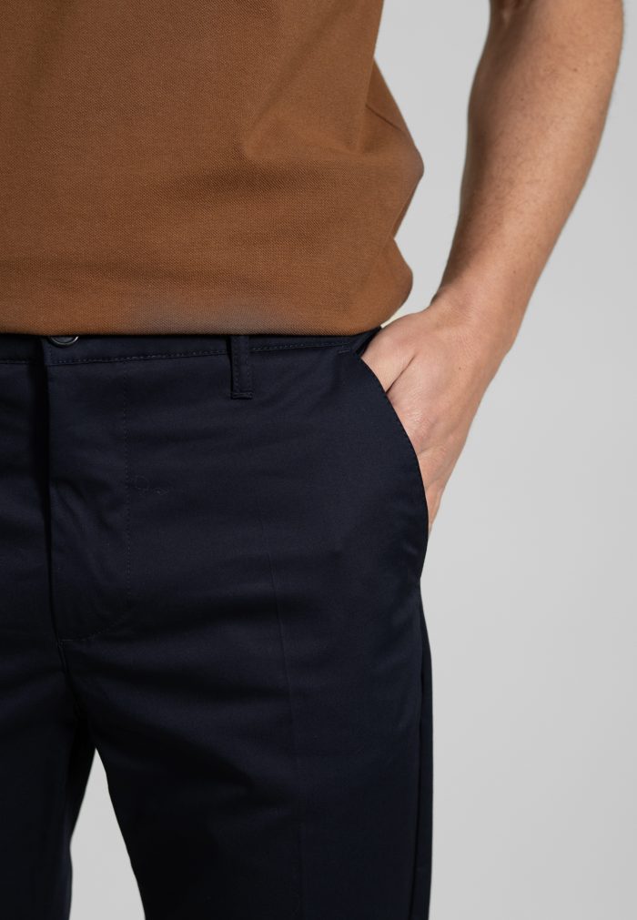Dark Blue Trousers Chino Twill Gabardine Regular Fit - Image 4