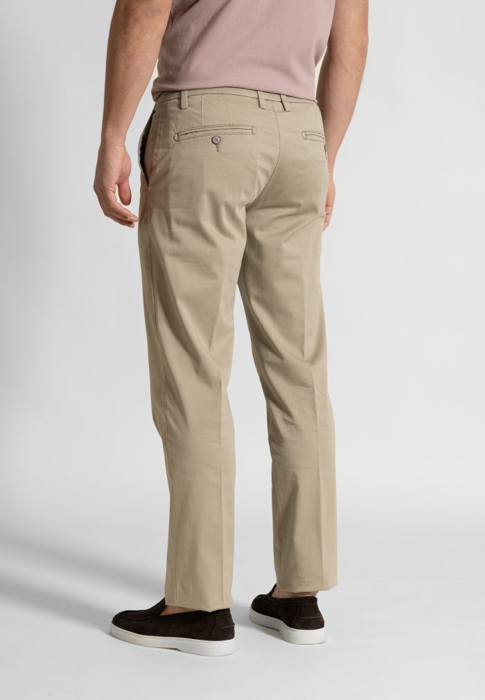 Beige Παντελόνι Chino Satin Stretch Κανονική Γραμμή - Image 3