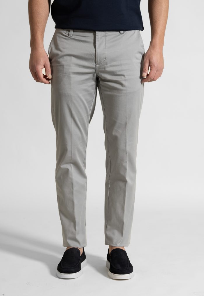 Light Grey Trousers Chinos Satin Stretch Regural Fit - Image 2