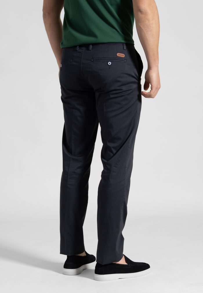 Dark Blue Παντελόνι Chino Satin Stretch Κανονική Γραμμή - Image 3