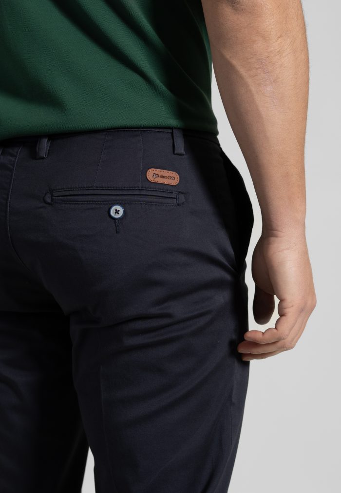Dark Blue Παντελόνι Chino Satin Stretch Κανονική Γραμμή - Image 5