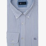 Sky Blue Regular fit slub cotton stripe shirt