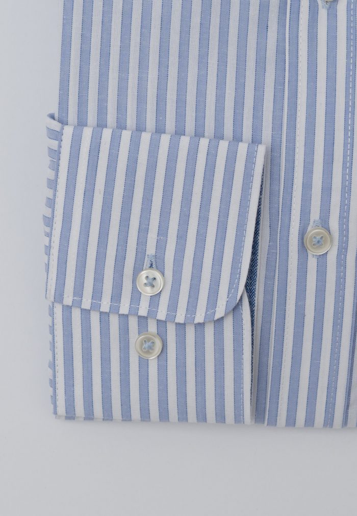 Sky Blue Regular fit slub cotton stripe shirt - Image 4