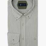 Green Oil Regular fit slub cotton stripe shirt