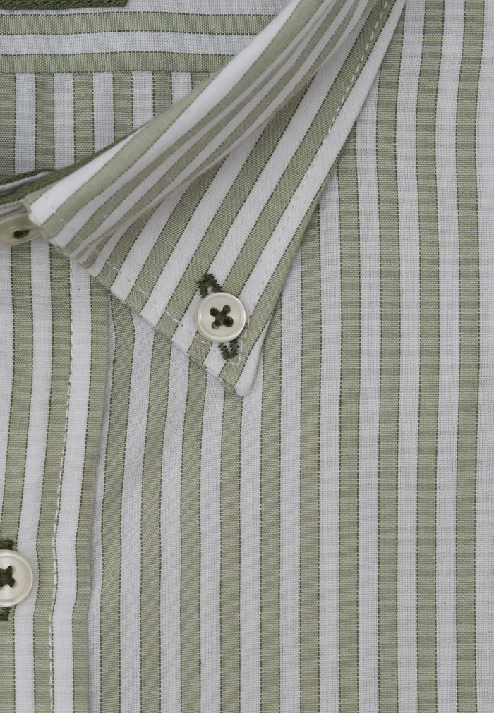 Green Oil Regular fit slub cotton stripe shirt - Image 3