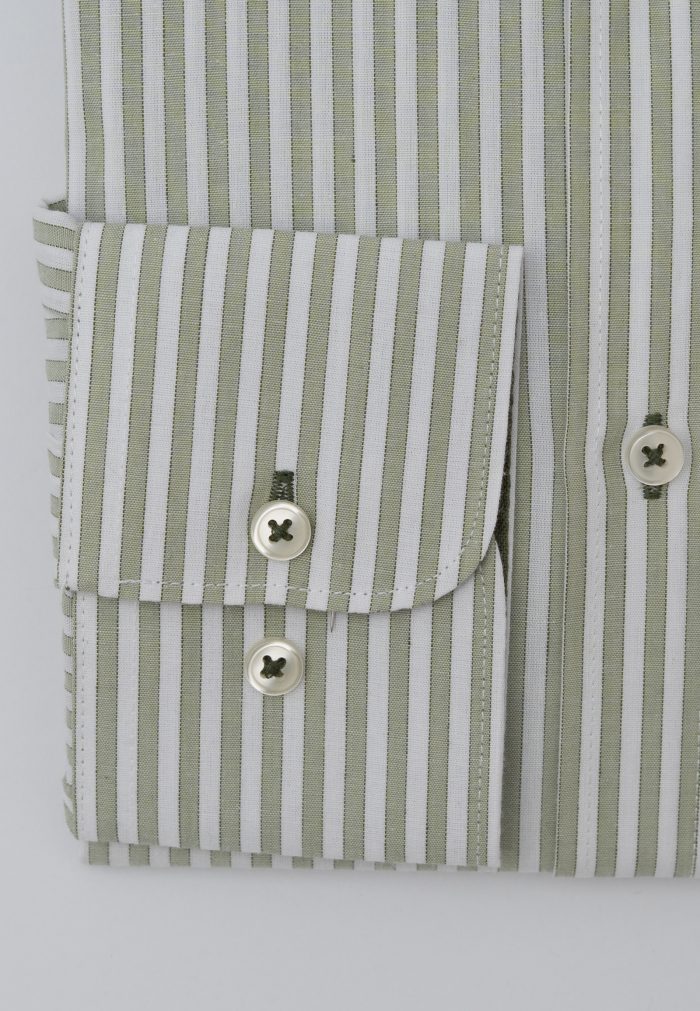 Green Oil Regular fit slub cotton stripe shirt - Image 4