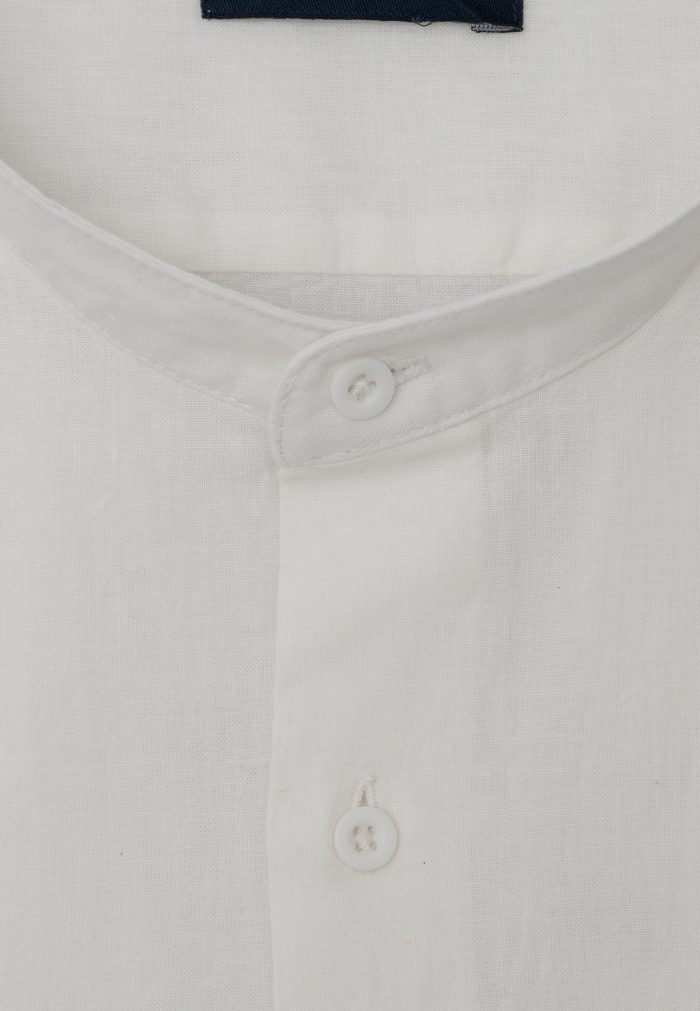 Λευκό Regular fit linen Mao shirt - Image 2