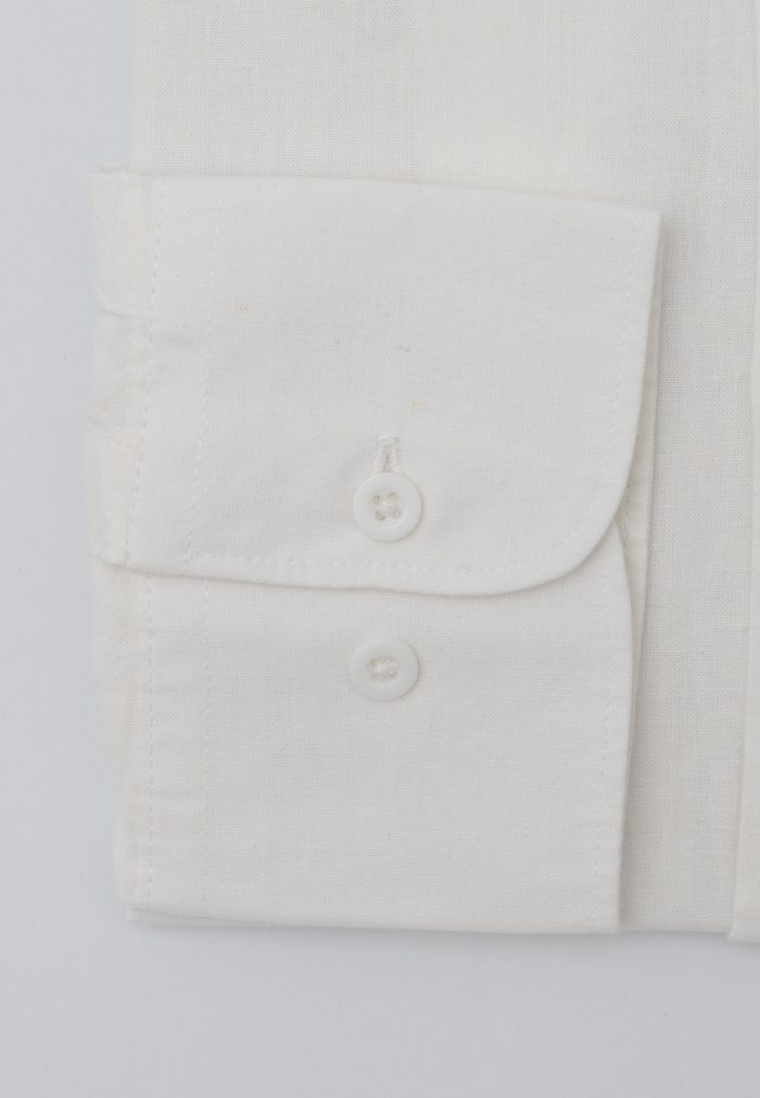 Λευκό Regular fit linen Mao shirt - Image 4