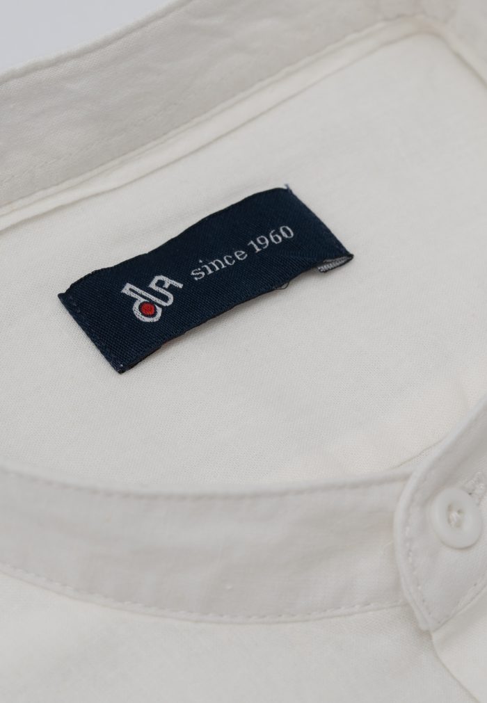 Λευκό Regular fit linen Mao shirt - Image 3