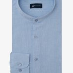 Light Blue Regular fit linen Mao shirt
