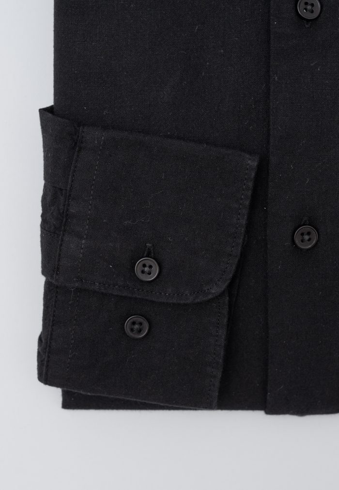 Black Regular fit linen Mao shirt - Image 4
