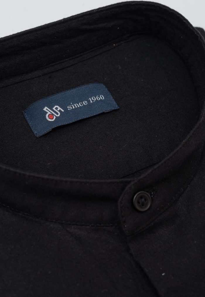 Black Regular fit linen Mao shirt - Image 3