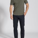 Blue Dobby satin stretch chinos slim fit