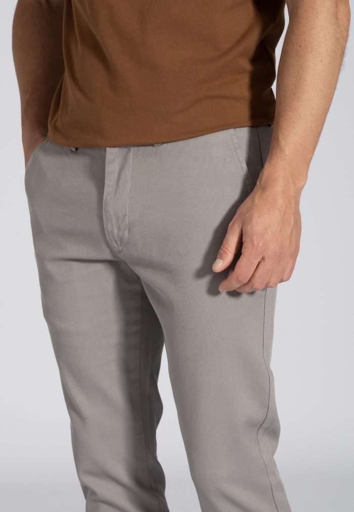 Grey Dobby satin stretch chinos slim fit - Image 2