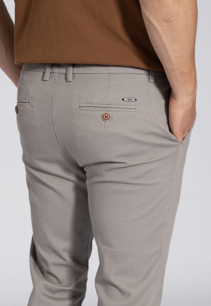 Grey Dobby satin stretch chinos slim fit - Image 3