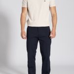 Dark Blue Cuffed seersucker cotton chinos