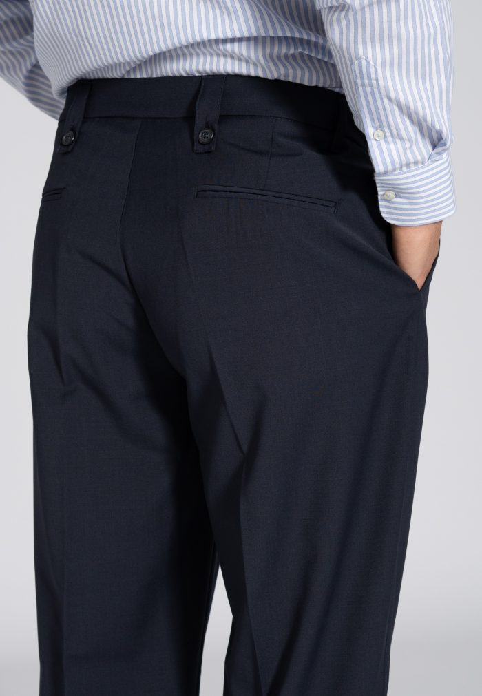 Blue relaxed fit high-waisted pleated trousers - Image 5
