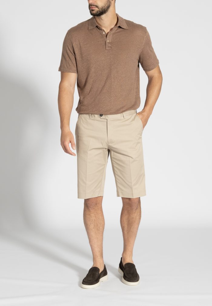 Beige Cotton twill regular fit bermuda - Image 4