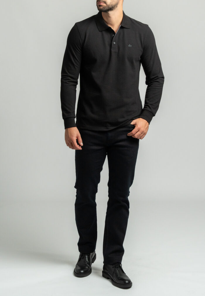Black Piquet polo jersey lining - Image 5