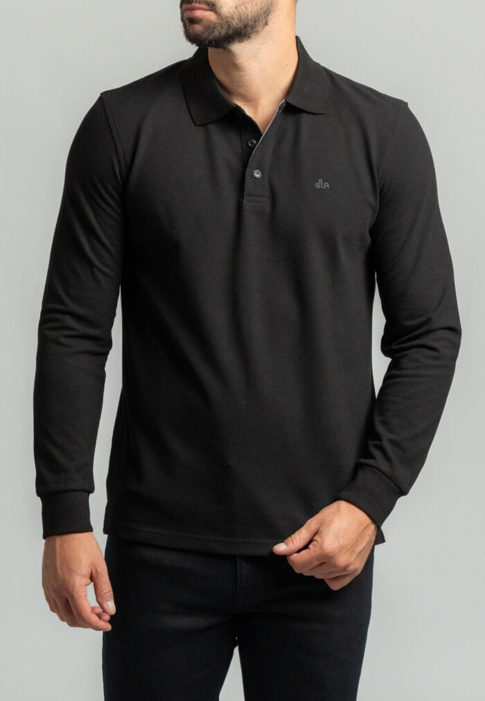 Black Piquet polo jersey lining - Image 2