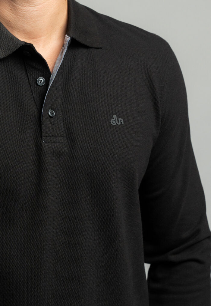 Black Piquet polo jersey lining - Image 4