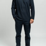 Dark blue Jersey crew-neck top soft texture
