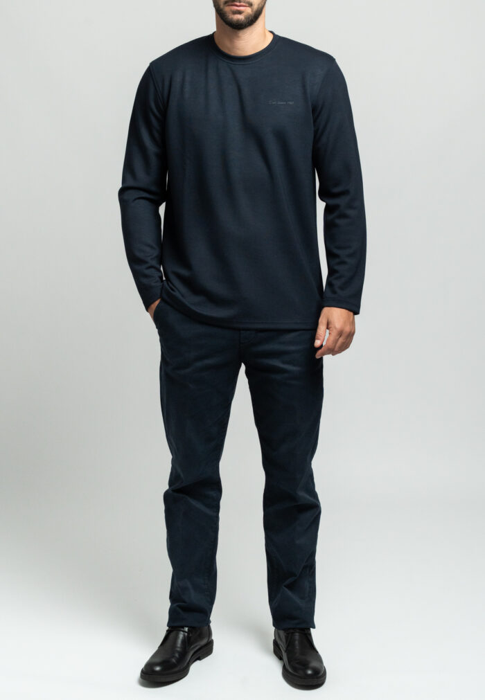 Dark blue μπλούζα λαιμόκοψη Jersey απαλή υφή - Image 5