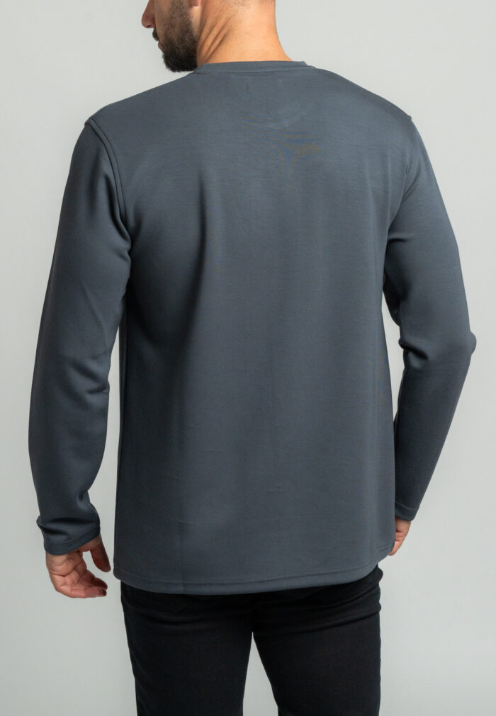 Dark grey Jersey crew-neck top soft texture - Image 3