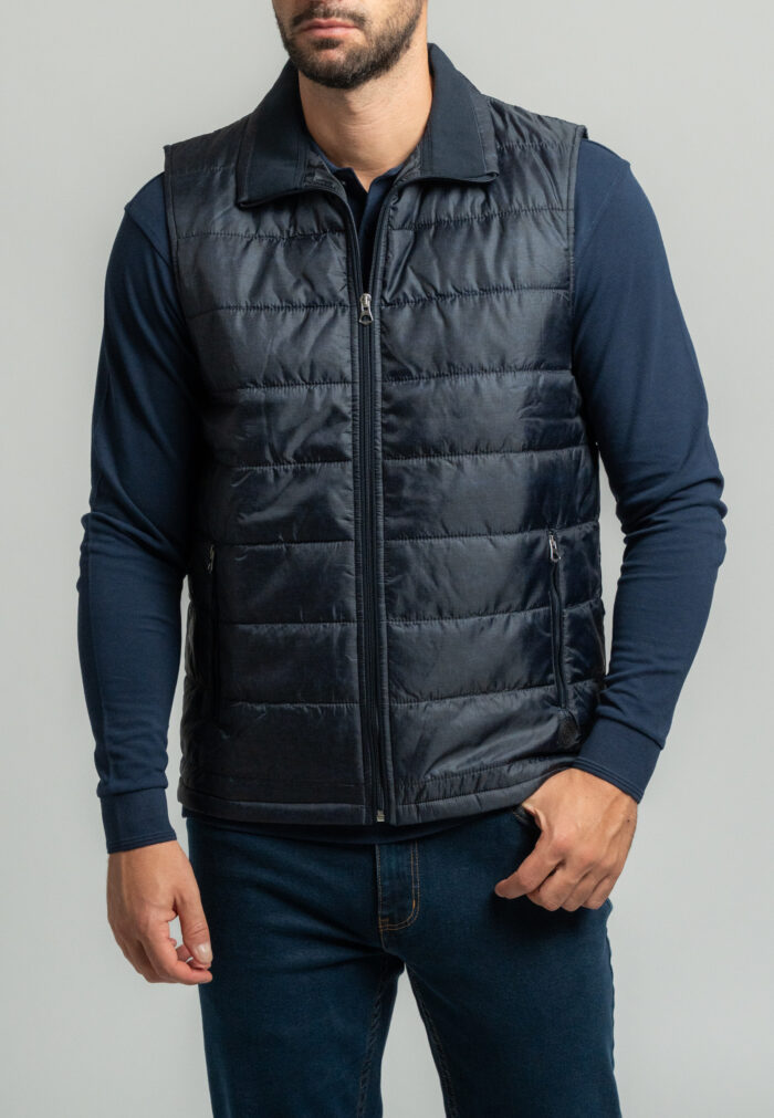 Dark blue melange quilted vest regular fit - Image 2