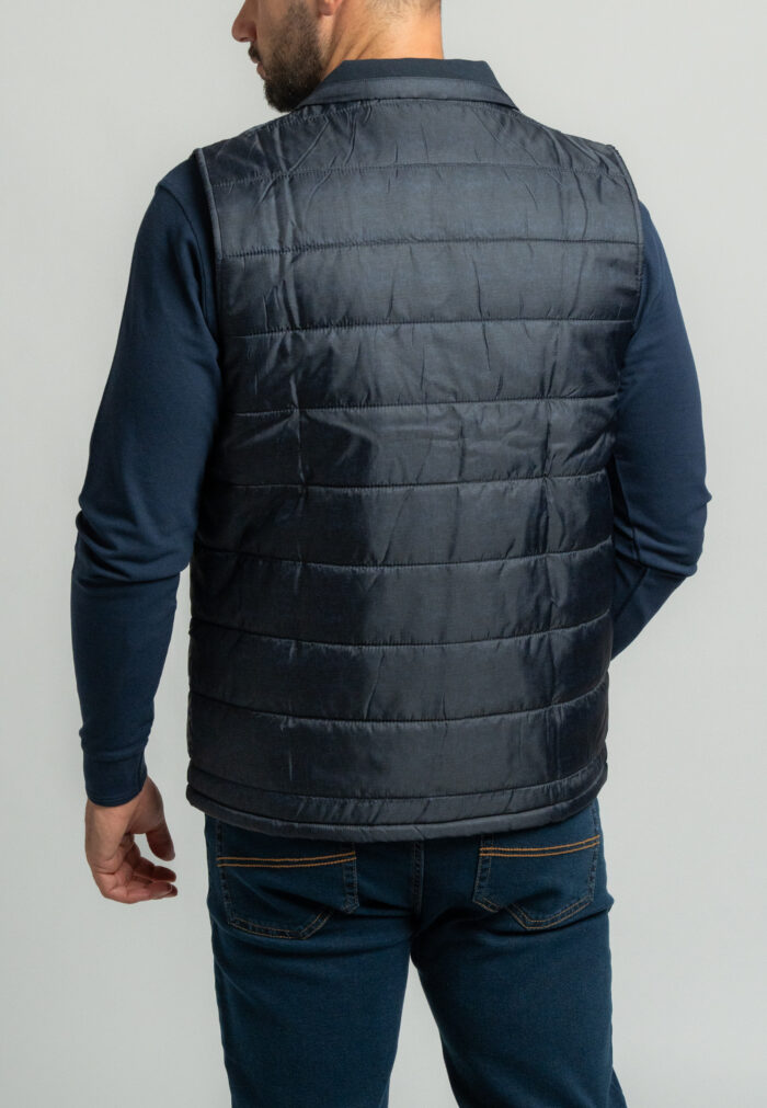 Dark blue melange quilted vest regular fit - Image 3
