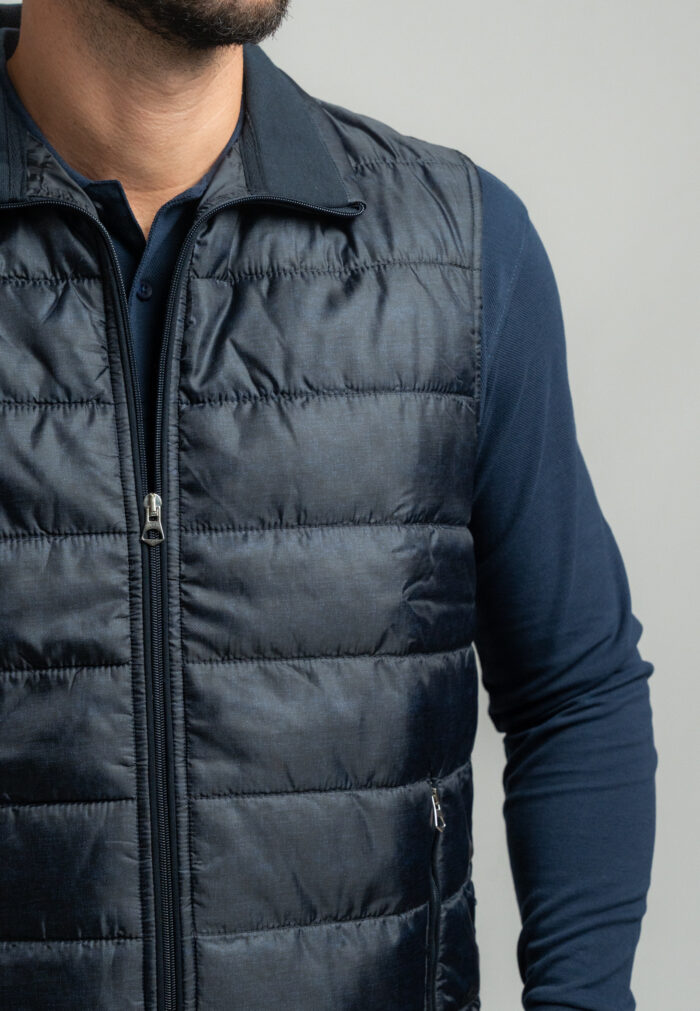 Dark blue melange quilted vest regular fit - Image 4
