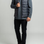 Indigo melange quilted vest regular fit